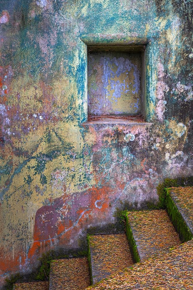 Washington State-Port Townsend-Fort Worden State Park Painted walls and stairway